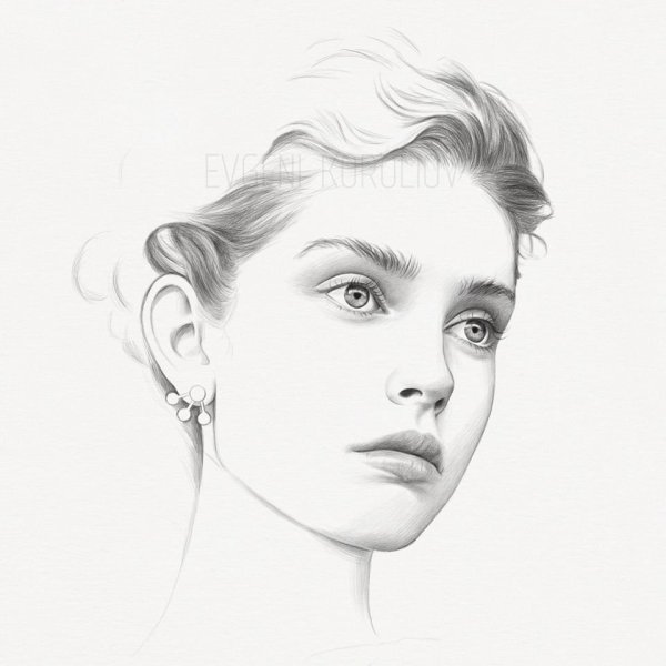 Кейт Бекинсейл портрет карандашом
