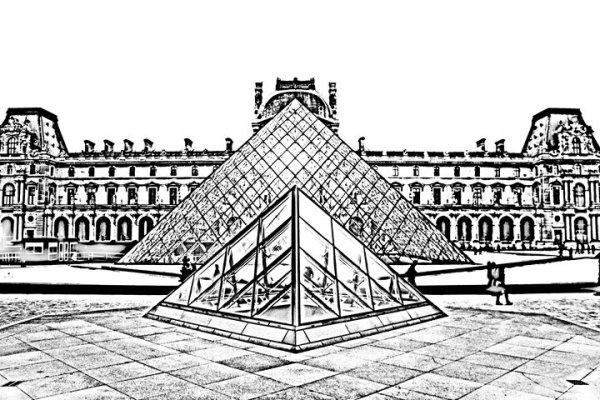 Достопримечательности Парижа Лувр нарисовать