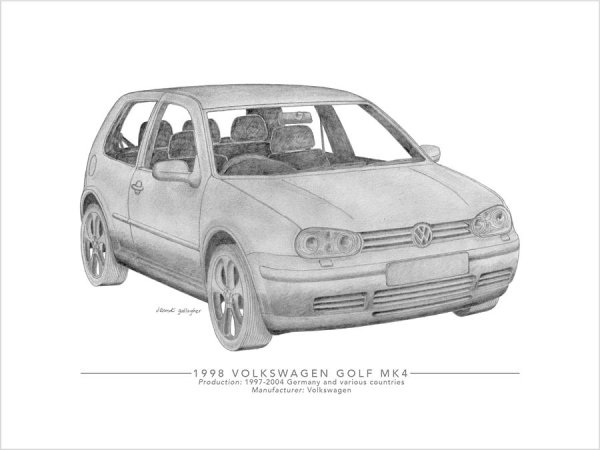 Фольксваген гольф 4 1999 год эскиз