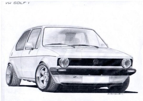 Volkswagen Golf 2 рисовать