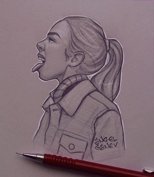 Девушка в очках рисунок карандашом