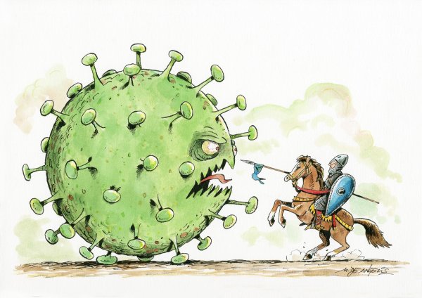 Коронавирус побежден карикатура