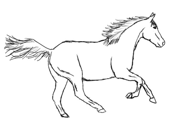 Лошадь раскраска сбоку