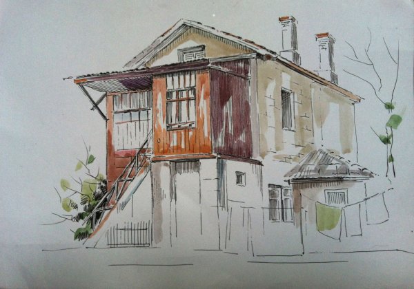 Городской пейзаж пленэр Этюд