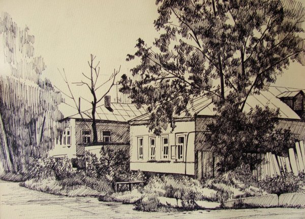 Архитектурные мотивы пленэр гелевой ручкой