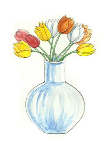 Ваза с цветами рисунок