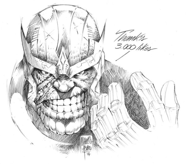 Танос Марвел нарисовать