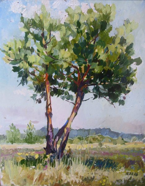 Деревья акварелью пленэр