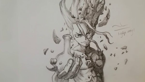 Сенку доктор Стоун карандашом