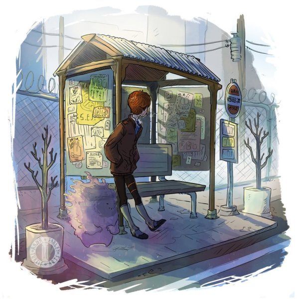 Композиция люди на остановке