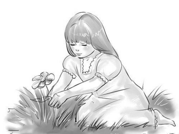 Рисунок седящий девочки