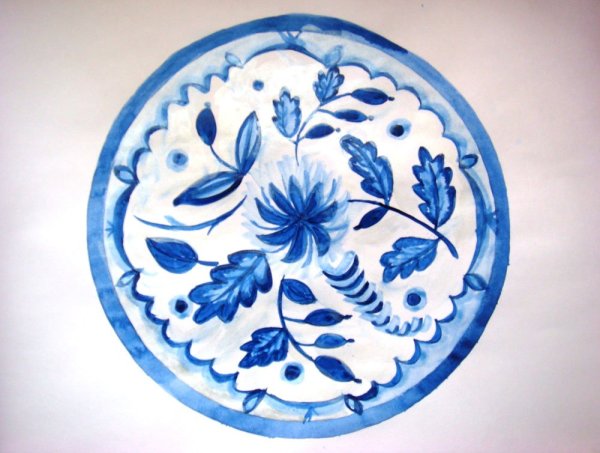 Роспись Гжель посуда раскраска