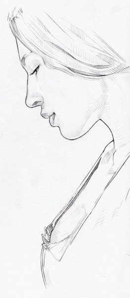 Лицо в профиль карандашом