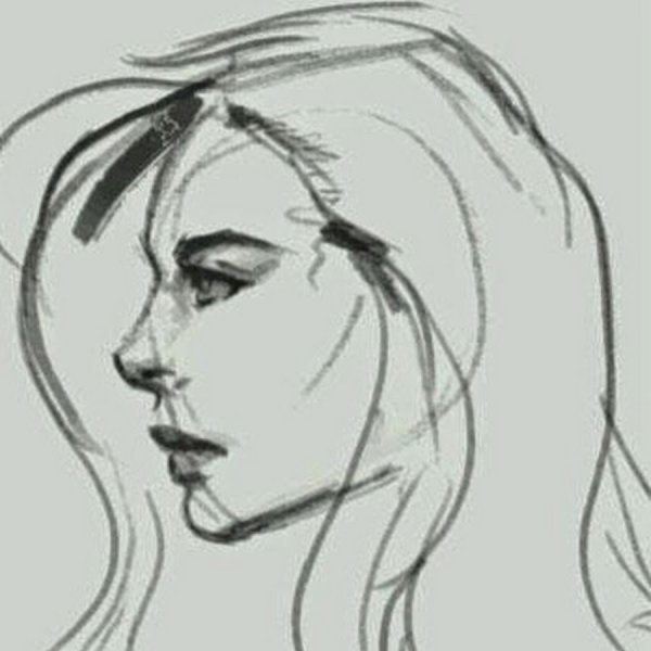 Эскиз женского лица в профиль