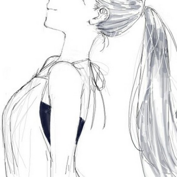 Девушка с хвостом эскиз