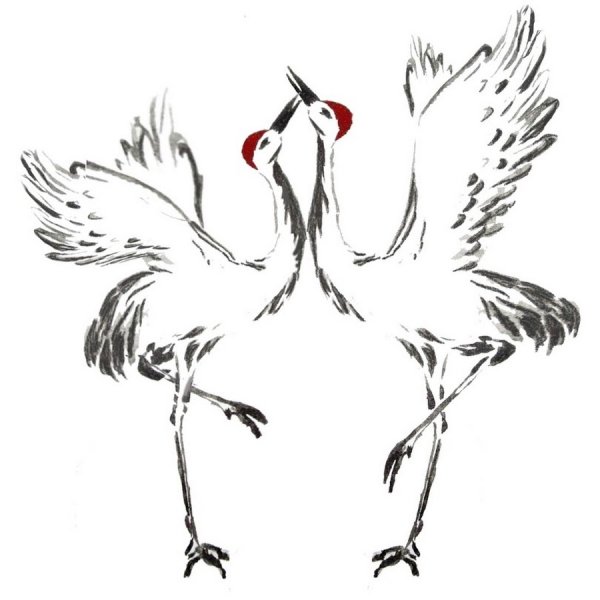 Японский журавль раскраска