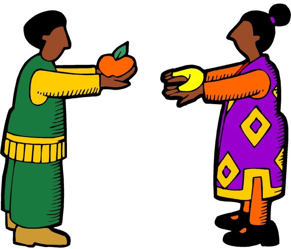 Древние люди обмениваются товарами