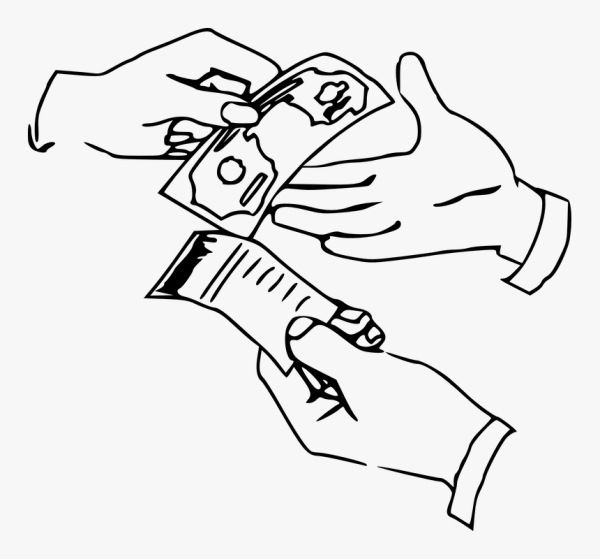 Нарисованная рука с деньгами