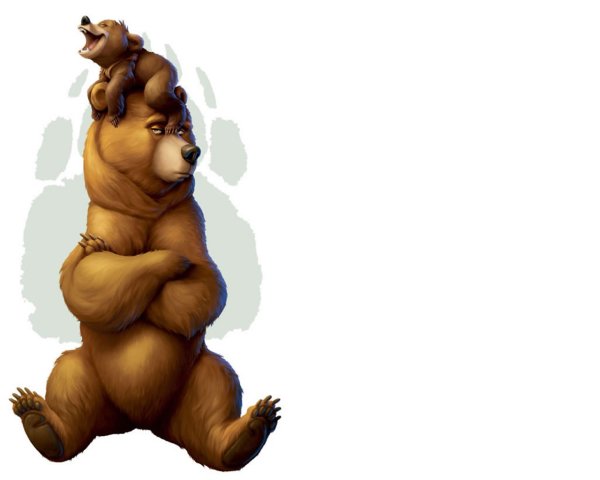 Братец Медвежонок на белом фоне