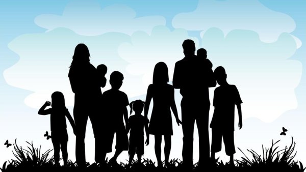 Силуэт счастливой семьи