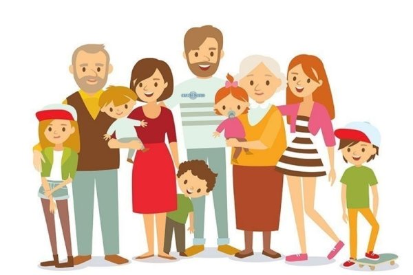 Многодетная семья вектор