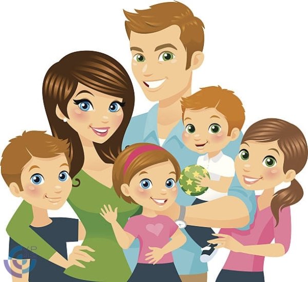 Многодетная семья иллюстрация