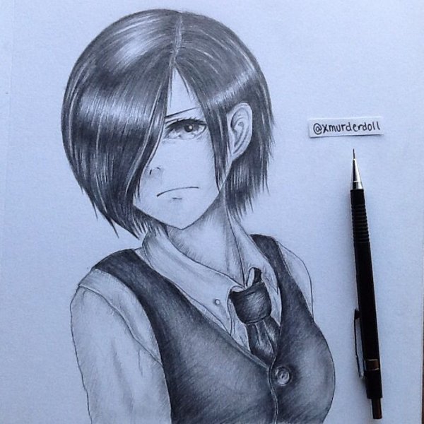 Токийский гуль Тоука гуль карандашом