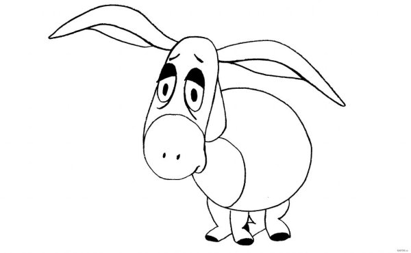 Ослик ИА без хвоста раскраска