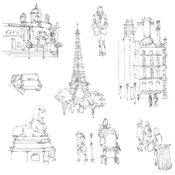 Эскизы простым карандашом в скетчбуке