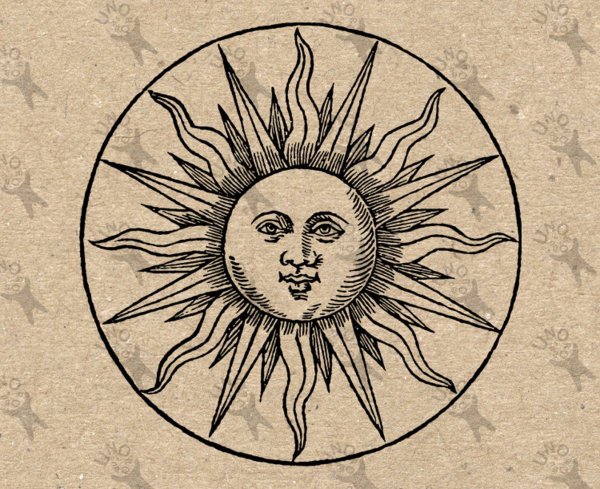 Солнце с лицом гравюра