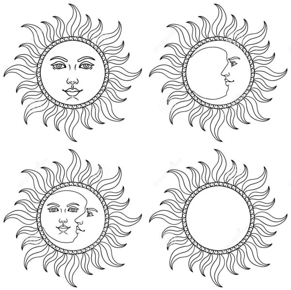 Солнце с лицом эскиз