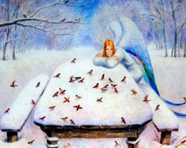 Художник Владимир Румянцев кот и ангел