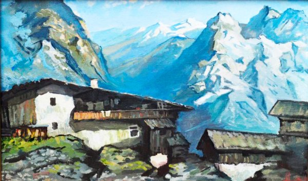 Кавказская сакля аул в горах