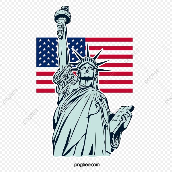 Американский флаг и статуя свободы