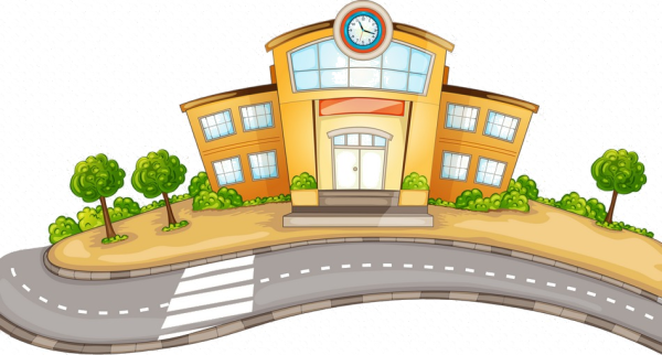 Здание школы на прозрачном фоне