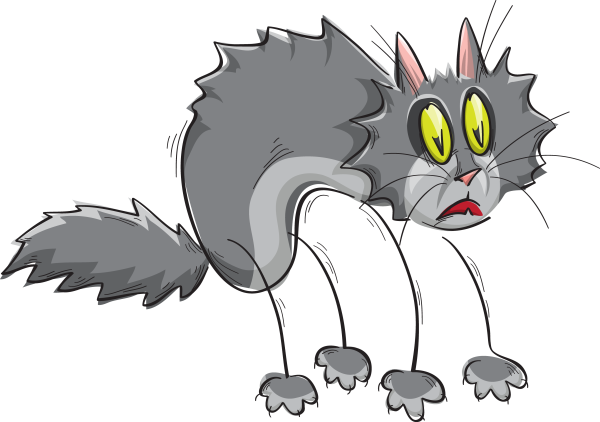 Мультяшный испуганный кот