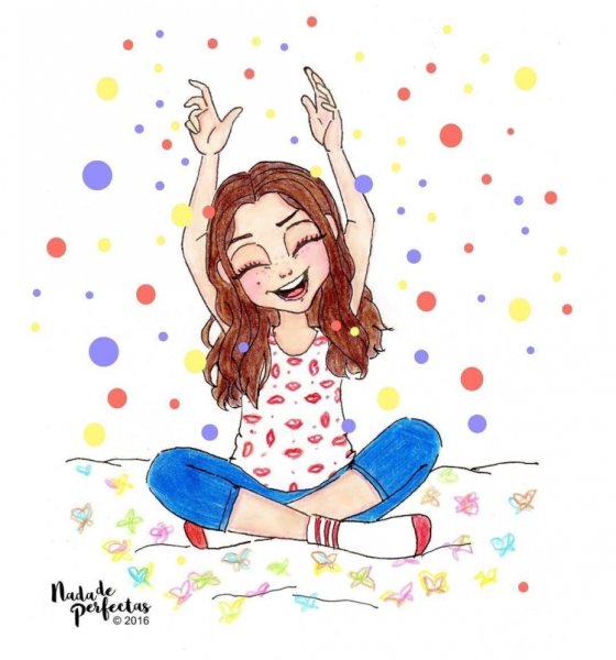 Счастливая девушка нарисованная