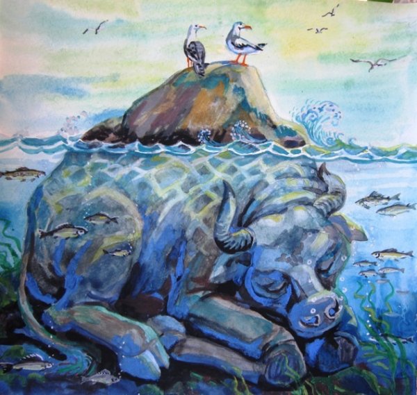 Шаман камень на Байкале под водой