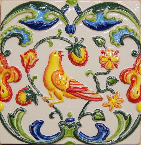 Птица Сирин глиняные изразцы