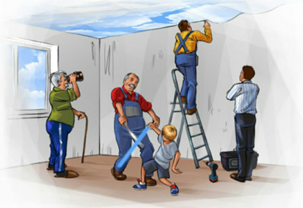 Монтажники натяжных потолков мультяшные