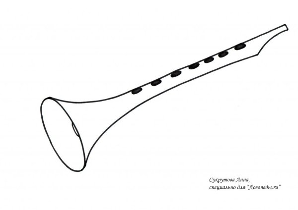 Флейта раскраска для детей