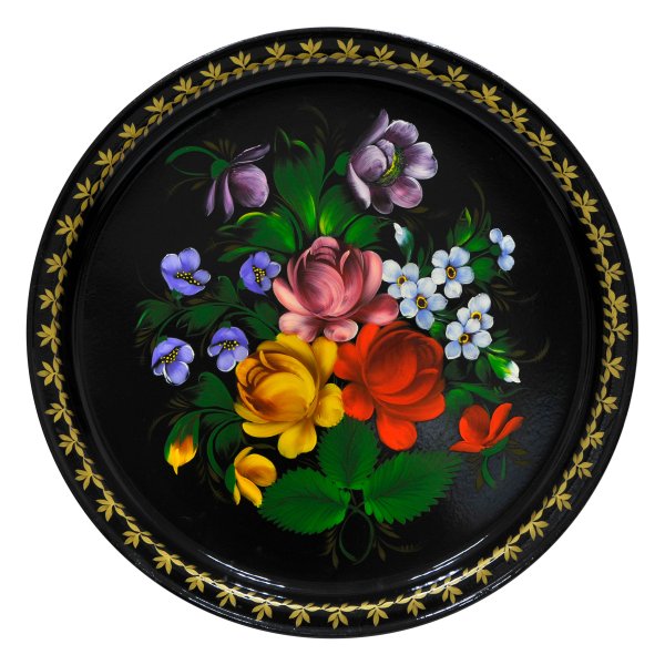 Поднос с росписью Жостово круглый