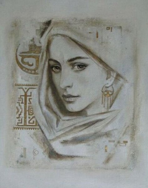 Горянка в платке рисунок