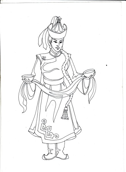 Бурятский костюм раскраска