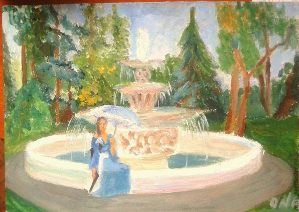 Фонтан карандашом