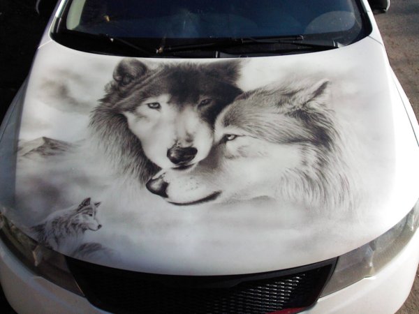 Аэрография на капоте авто