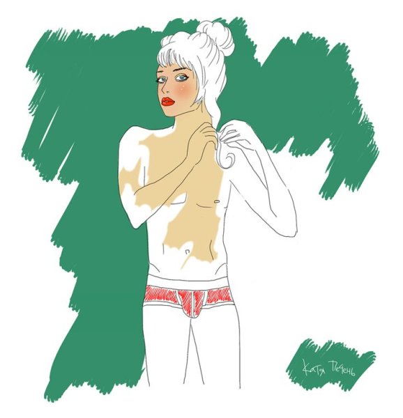 Рисованные девушки в мини