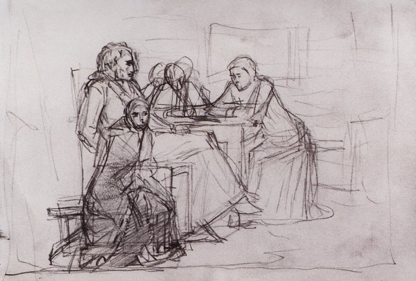 Эскиз в. и. Суриков. Меншиков в берёзове