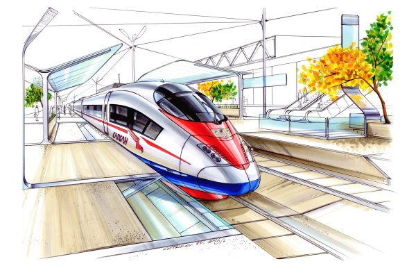 Скоростной поезд Сапсан рисунок