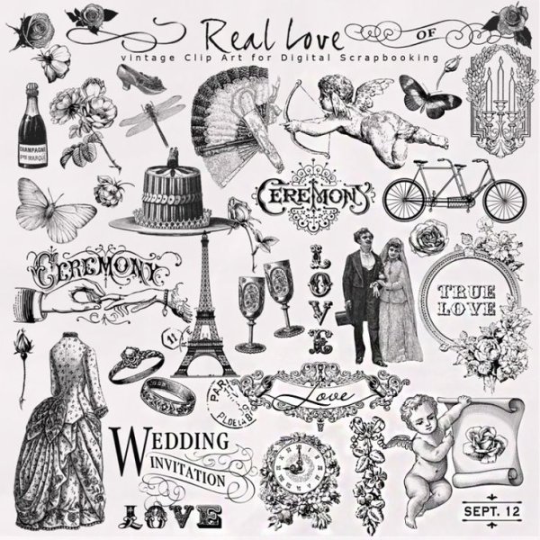 Винтажные наклейки для скрапбукинга черно белые